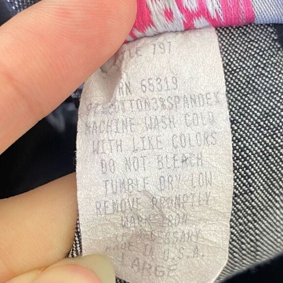 Vintage y2k What’s Hot… Dark Wash Chambray Denim Tie Ankle Cropped Pants Size L - Picture 6 of 6